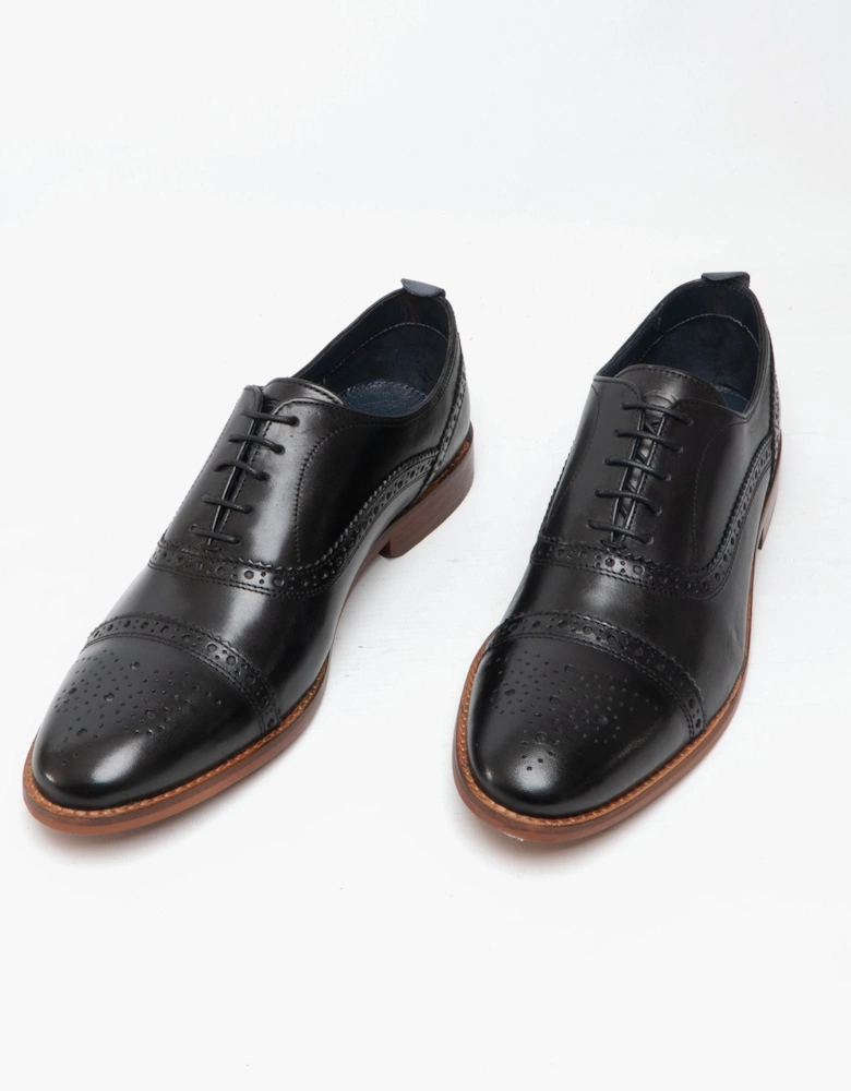 London CAST Mens Leather Brogue Shoes Black