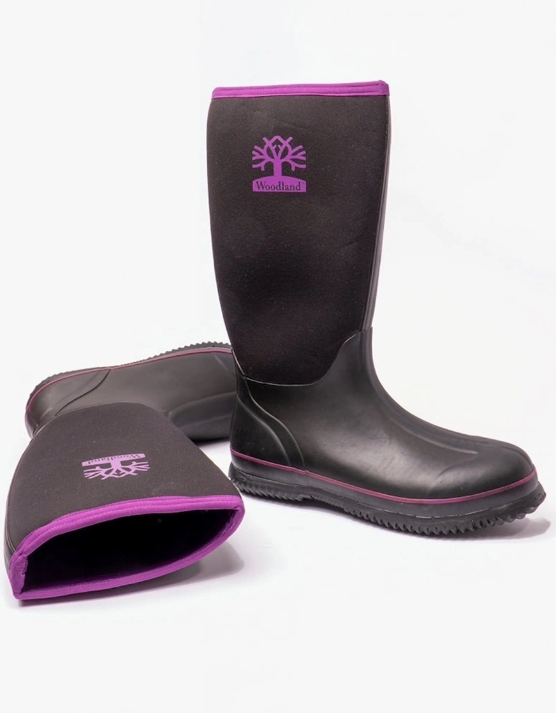 PULL ON PLAIN NEOPRENE Womens Wellington Boots Black