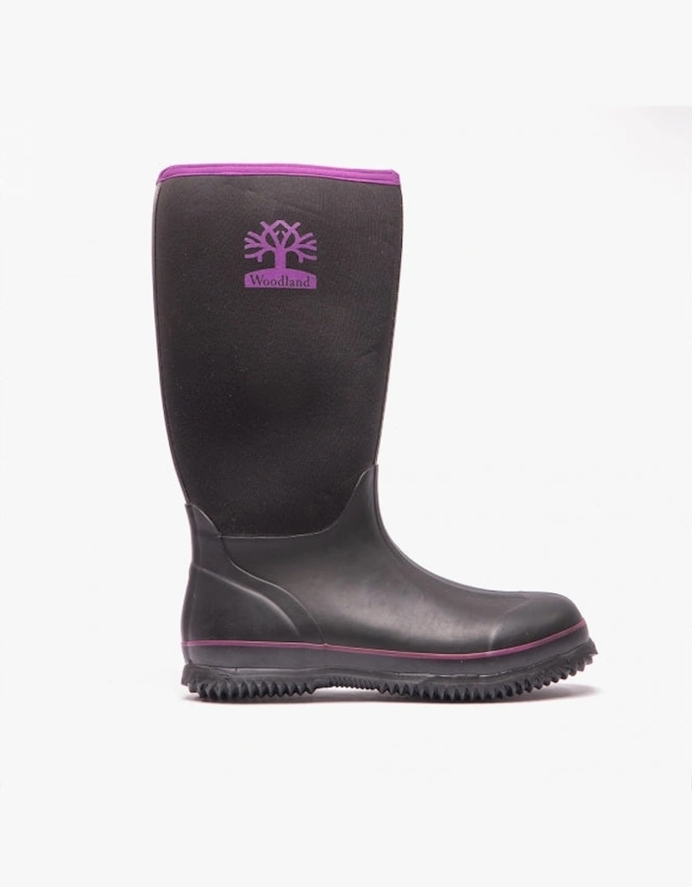 PULL ON PLAIN NEOPRENE Womens Wellington Boots Black