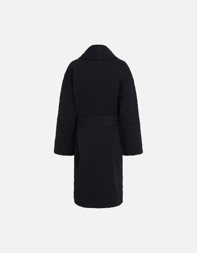 MODERN TERRY QUILTED Womens Bathrobe Black