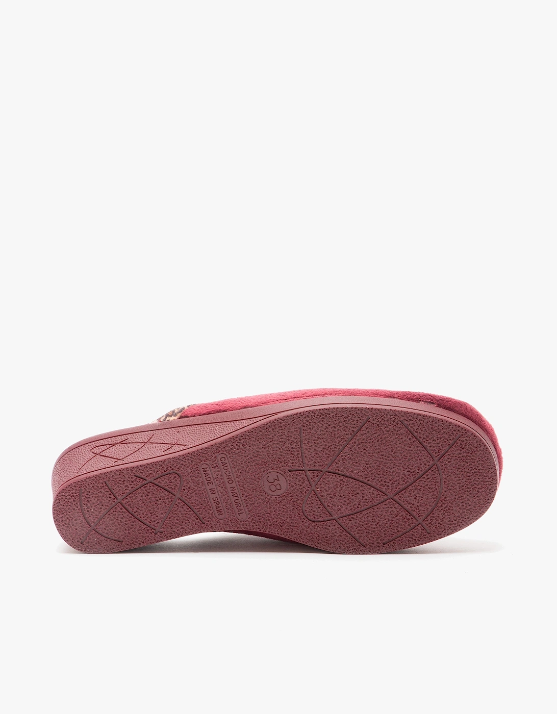 JACKIE Womens Velour Mule Slippers Burgundy