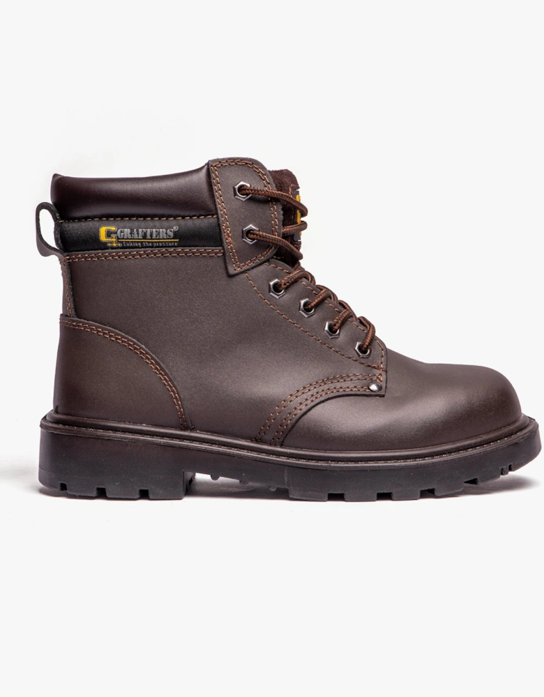 APPRENTICE Unisex Leather Safety Boots Brown