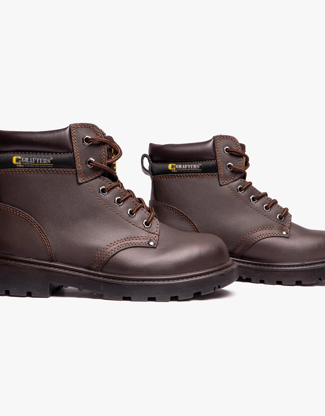 APPRENTICE Unisex Leather Safety Boots Brown