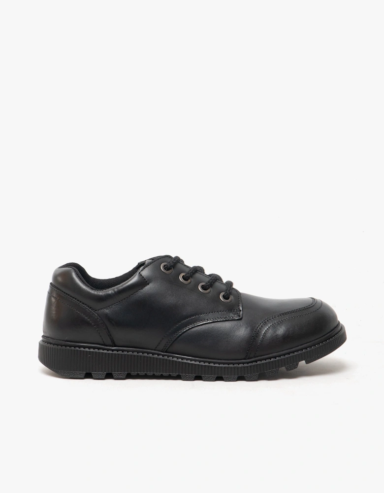 KIERA JNR Girls Leather Lace Up Shoes Black