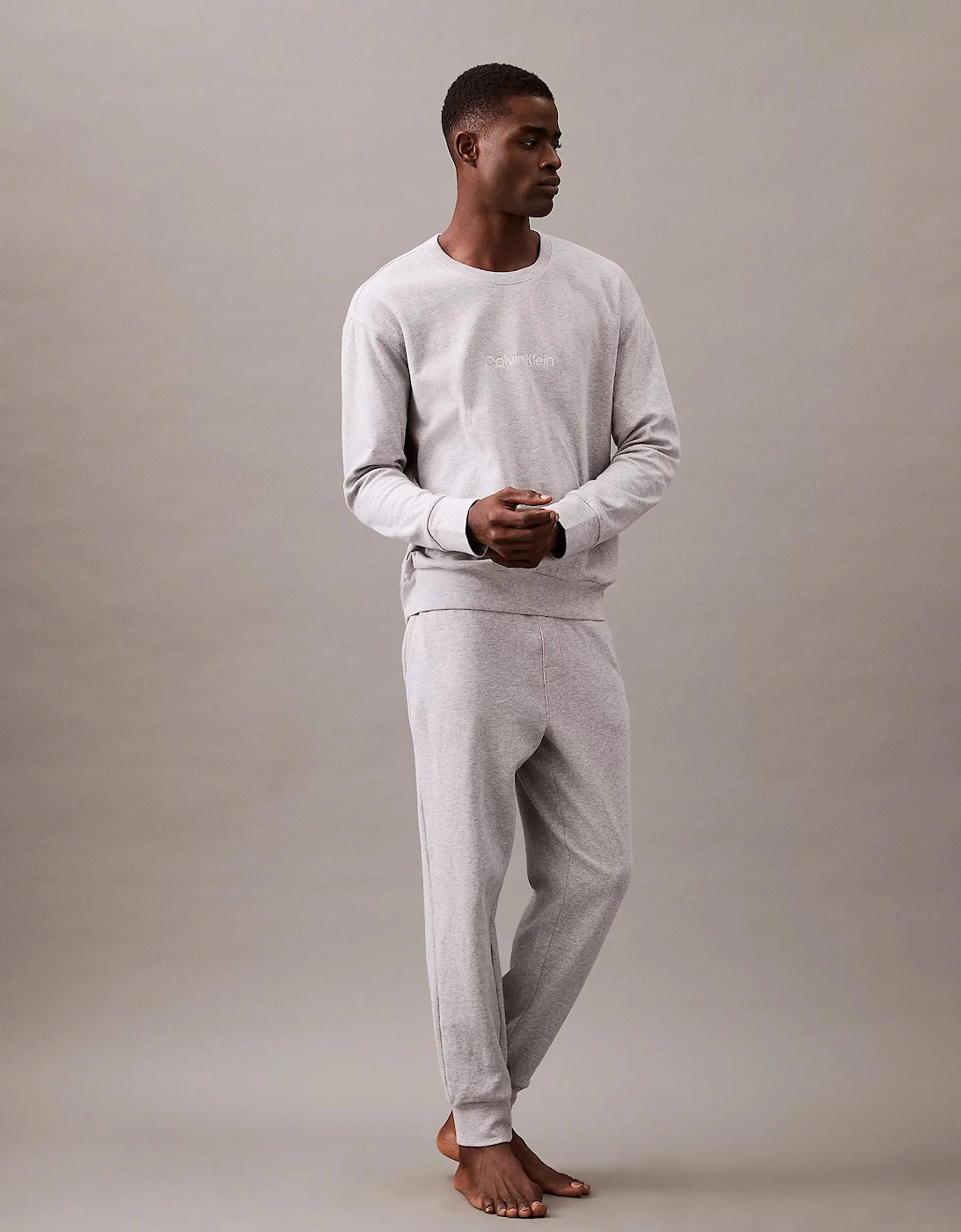 Men's Calvin Klein MODERN TERRY Mens Sweatshirt Grey Heather - Size: 36