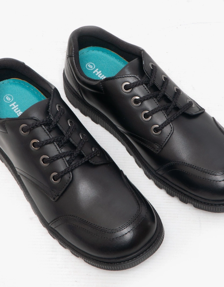 KIERA JNR Girls Leather Lace Up Shoes Black