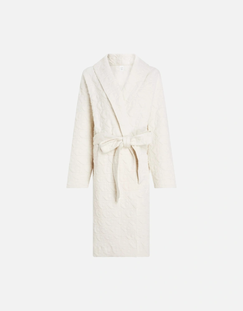 MODERN TERRY QUILTED Womens Bathrobe Ivory