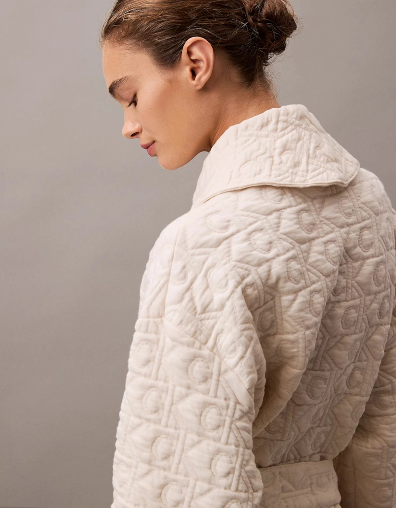 MODERN TERRY QUILTED Womens Bathrobe Ivory