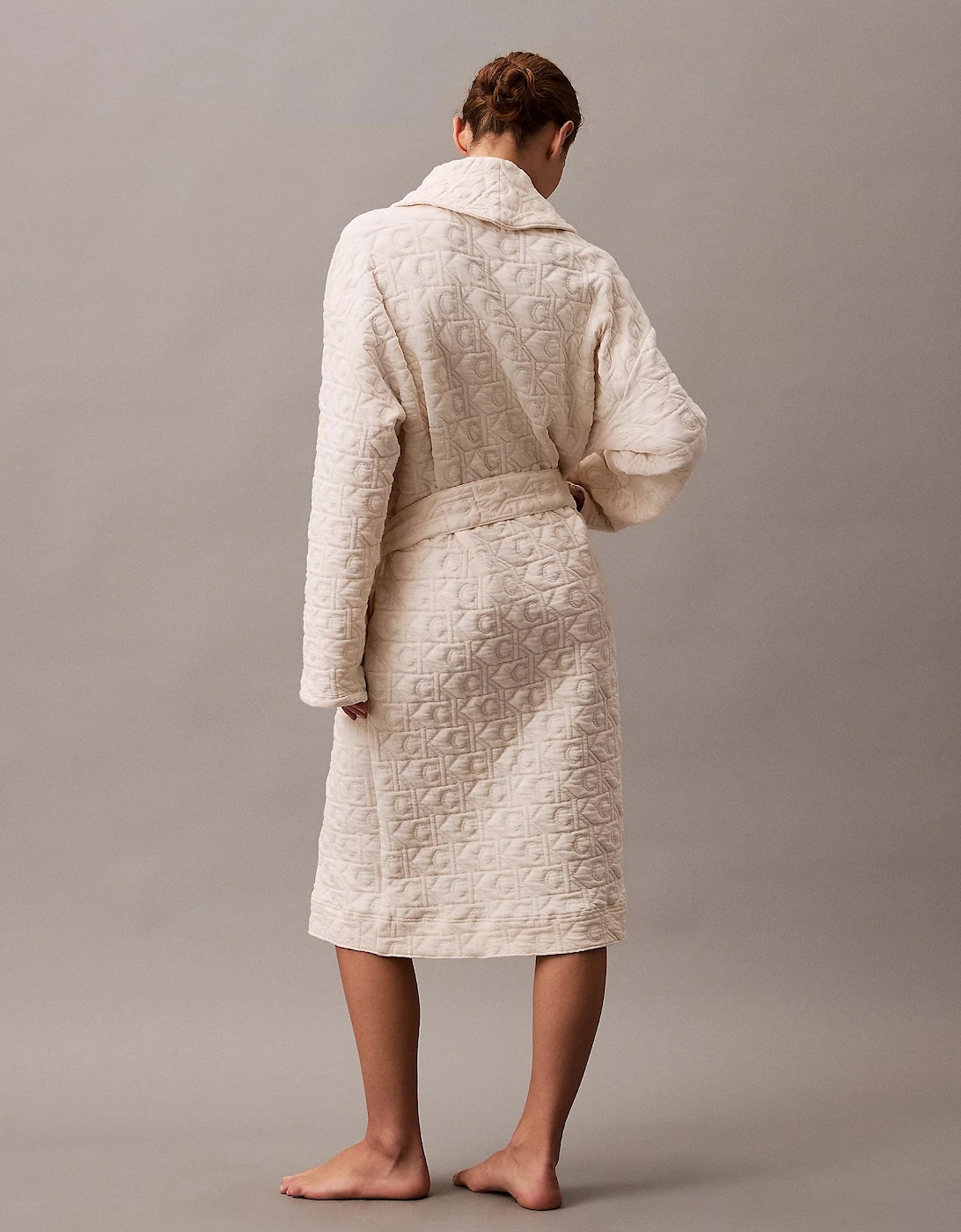 MODERN TERRY QUILTED Womens Bathrobe Ivory