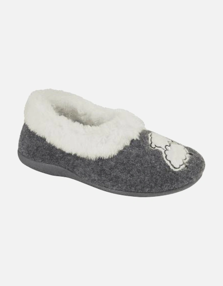 NIKKI Womens Felt Sheep Full Slippers Grey