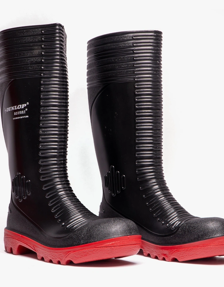 ACIFORT Mens Safety Wellington Boots Black
