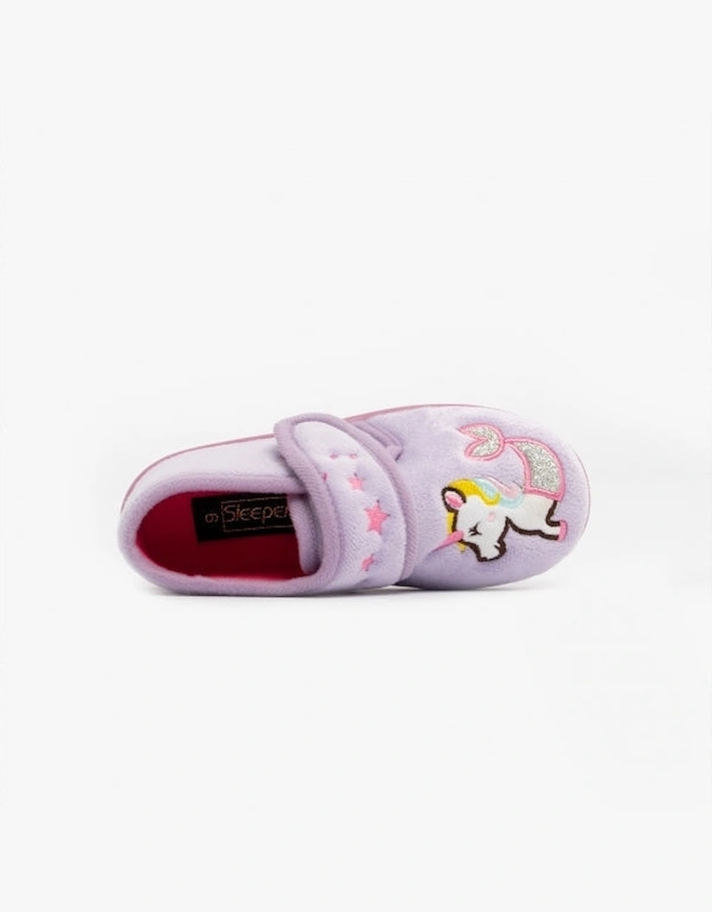 MYSTIQUE Girls Touch Fastening Boot Slippers Lilac