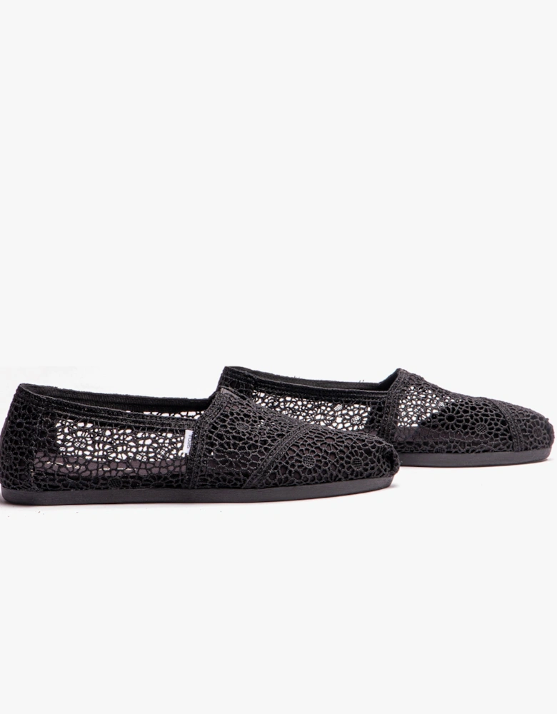 ALPARGATA Womens Crochet Espadrille Black