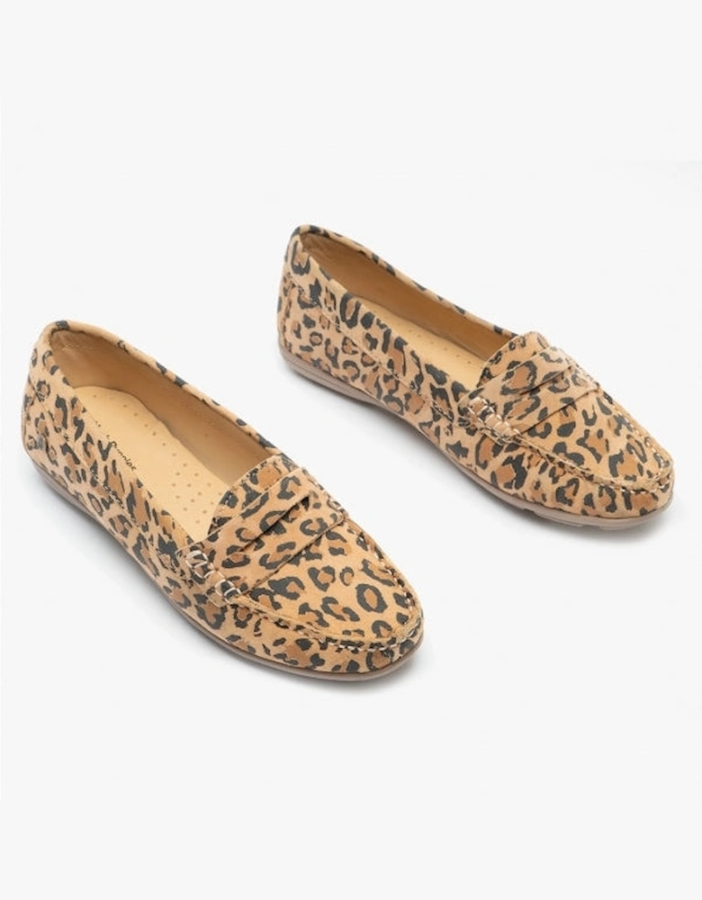 MARGOT Womens Suede Loafers Leopard