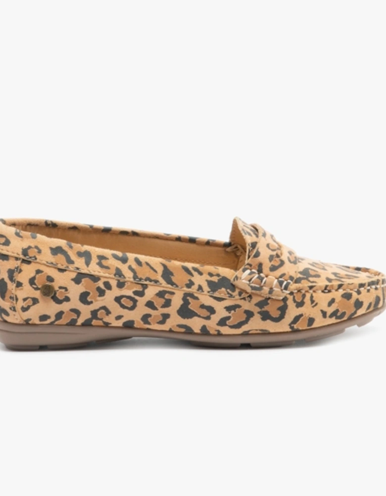 MARGOT Womens Suede Loafers Leopard