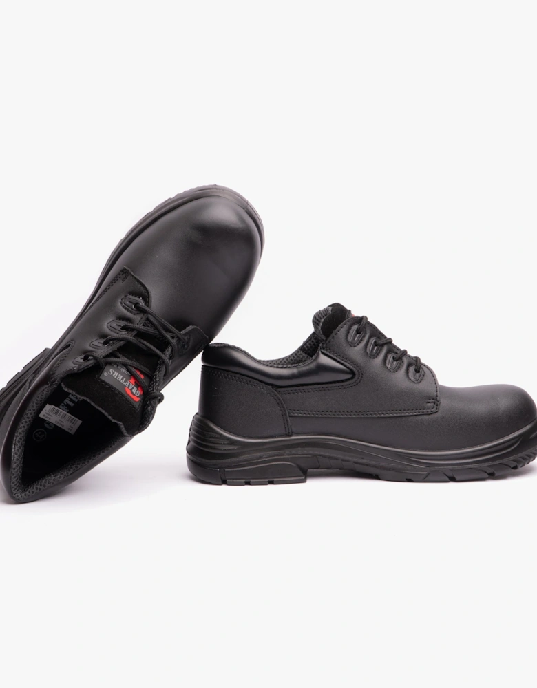 M9504A Mens Leather Super Wide Safety Shoes Black