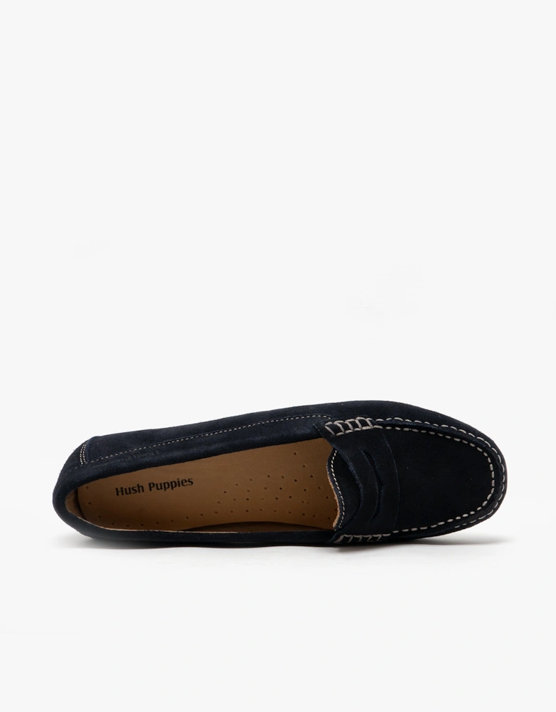 MARGOT Womens Suede Loafers Navy