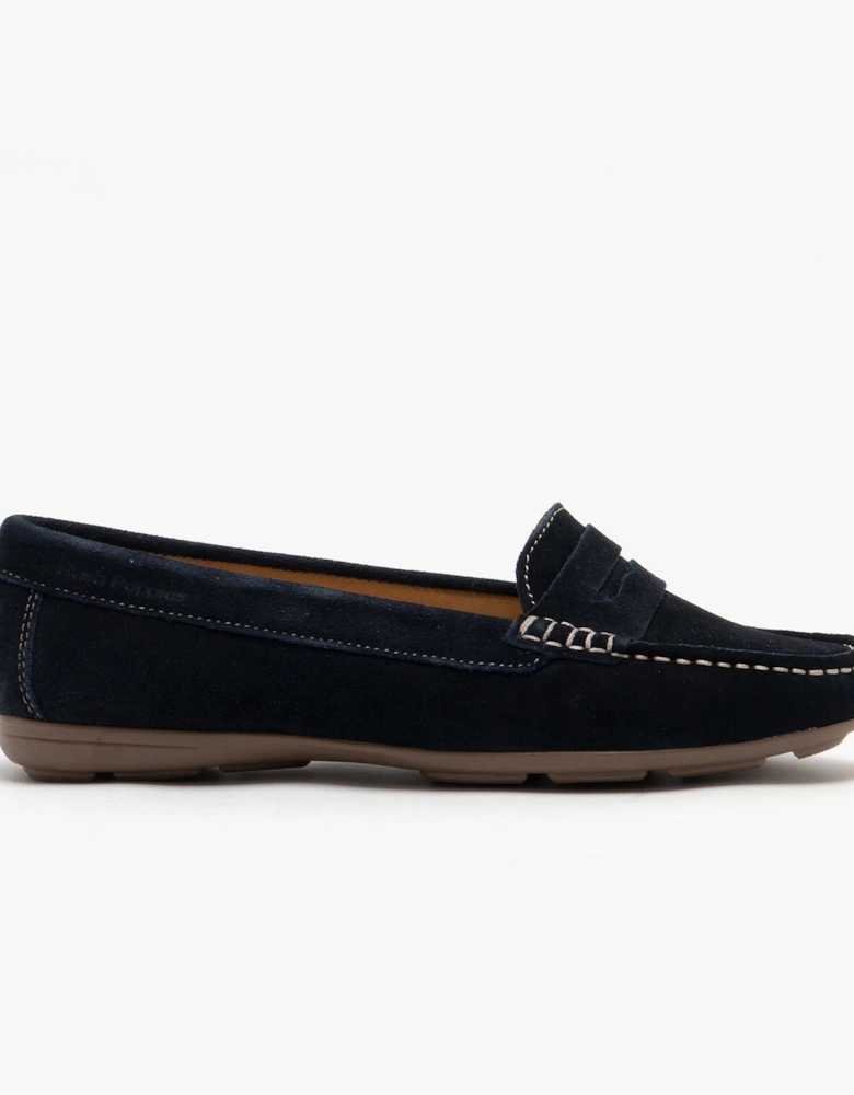 MARGOT Womens Suede Loafers Navy