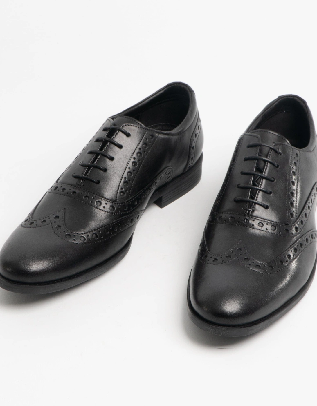 OAKEN Mens Leather Brogue Shoes Black