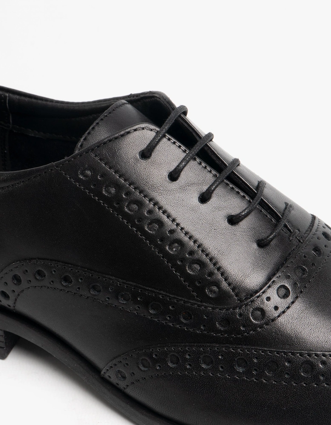 OAKEN Mens Leather Brogue Shoes Black