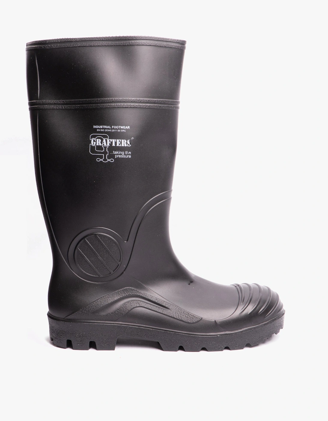 W408A Mens Wellington Safety Boots Black, 6 of 5