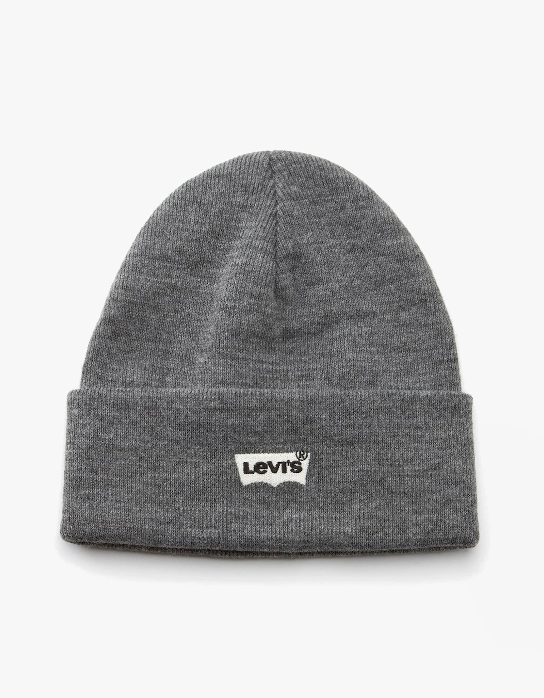 Levis Men's Grey Levi's Batwing Embroidered Slouchy Beanie Regular - Size: One-Size