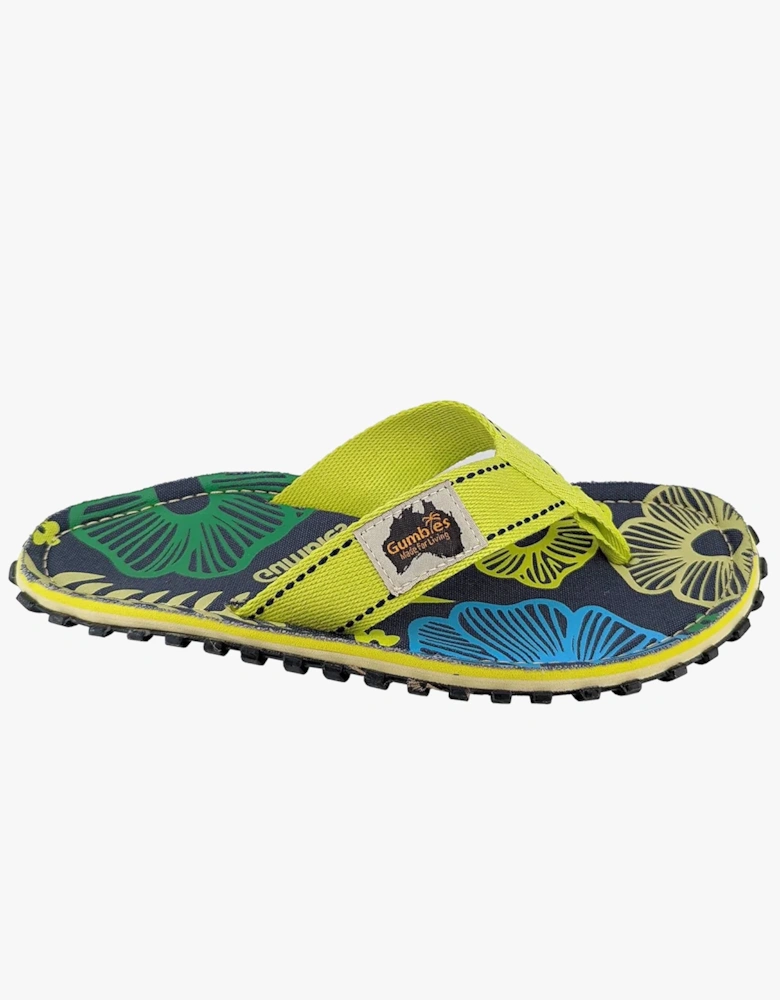 ISLANDER Womens Recycled Flip-Flops Pistachio Flowers