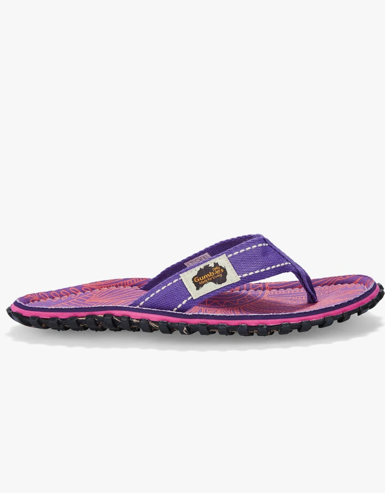 ISLANDER Womens Recycled Flip-Flops Purple Sunflower