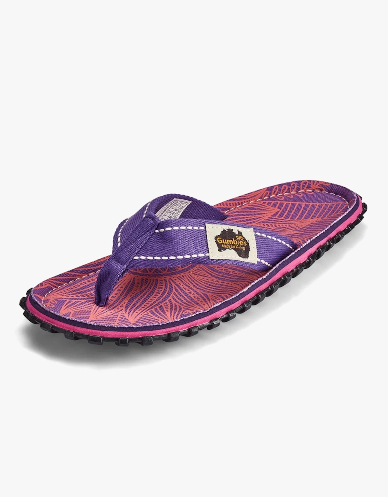 ISLANDER Womens Recycled Flip-Flops Purple Sunflower