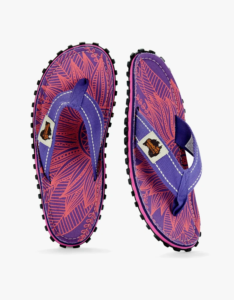 ISLANDER Womens Recycled Flip-Flops Purple Sunflower