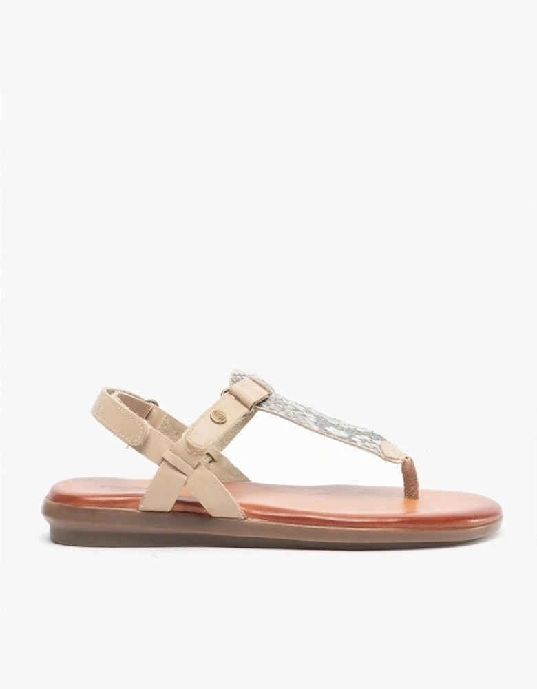 NORAH Womens Leather Toe Post Sandals Python/Nude