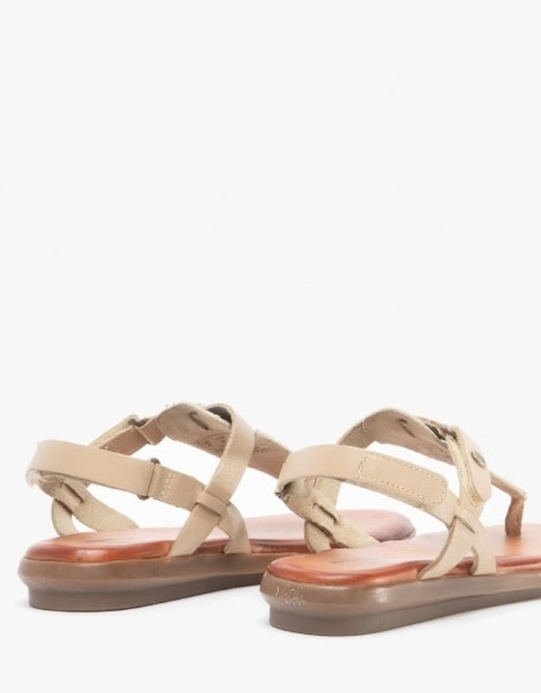 NORAH Womens Leather Toe Post Sandals Python/Nude