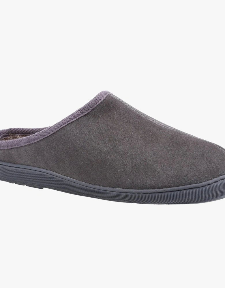 ASHTON Mens Suede Slippers Grey