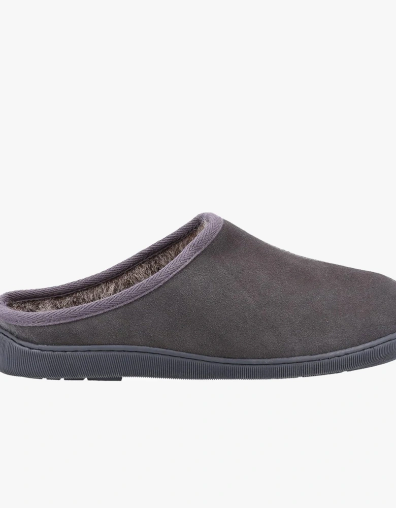 ASHTON Mens Suede Slippers Grey