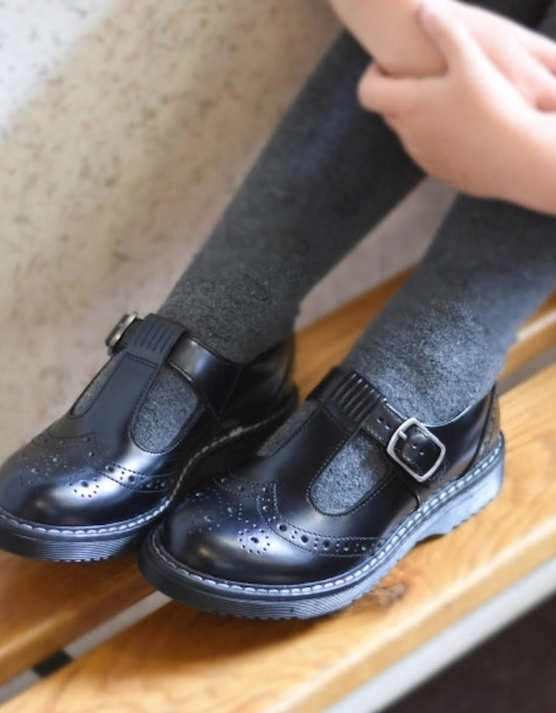 IMAGINE Girls Leather T-Bar School Shoes Black