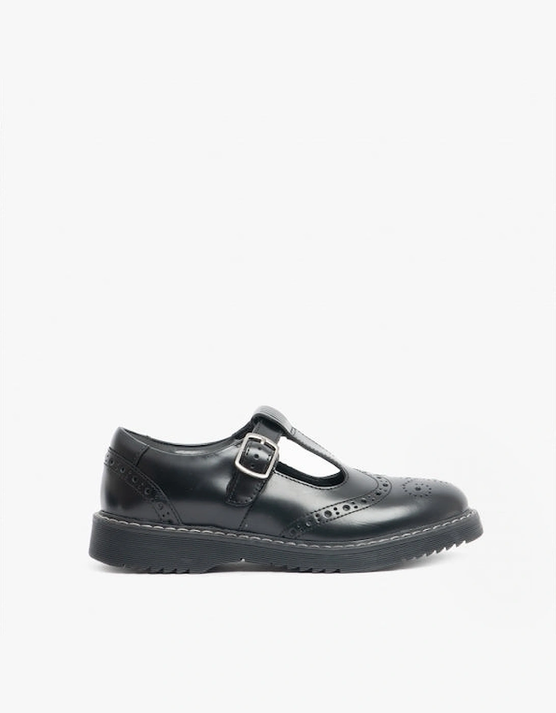 IMAGINE Girls Leather T-Bar School Shoes Black