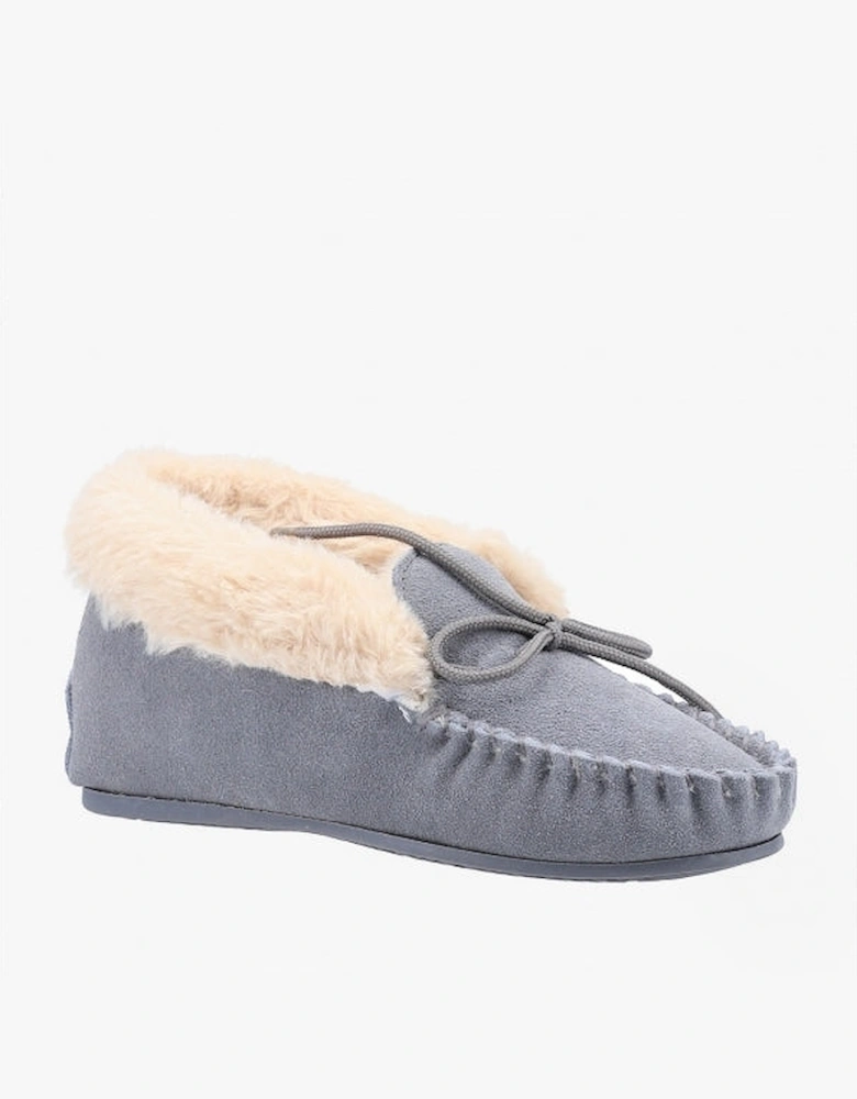 PHILIPPA Womens Suede Moccasin Slippers Grey