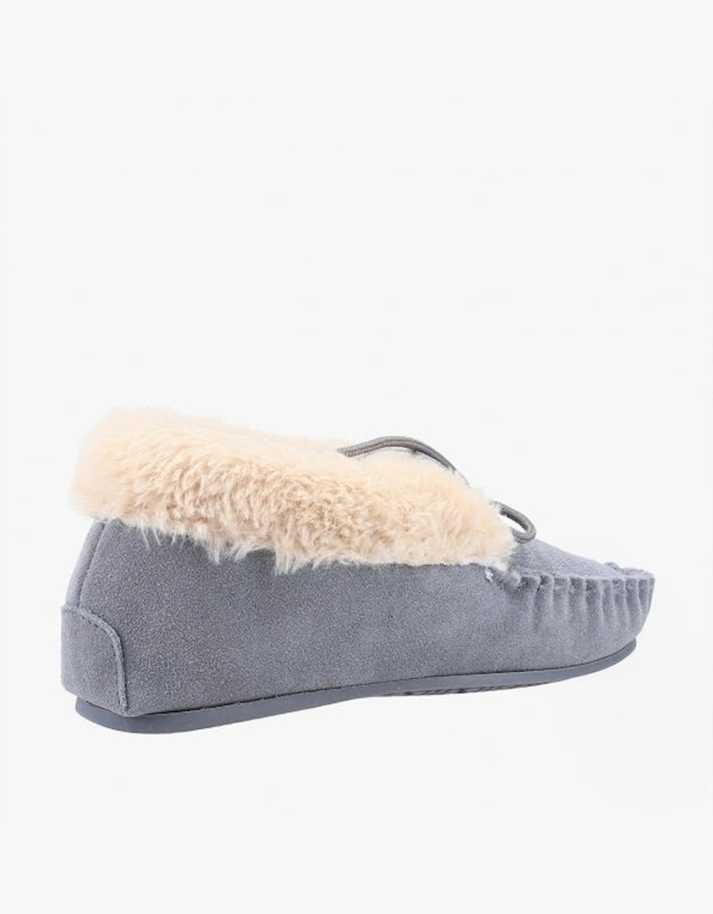 PHILIPPA Womens Suede Moccasin Slippers Grey