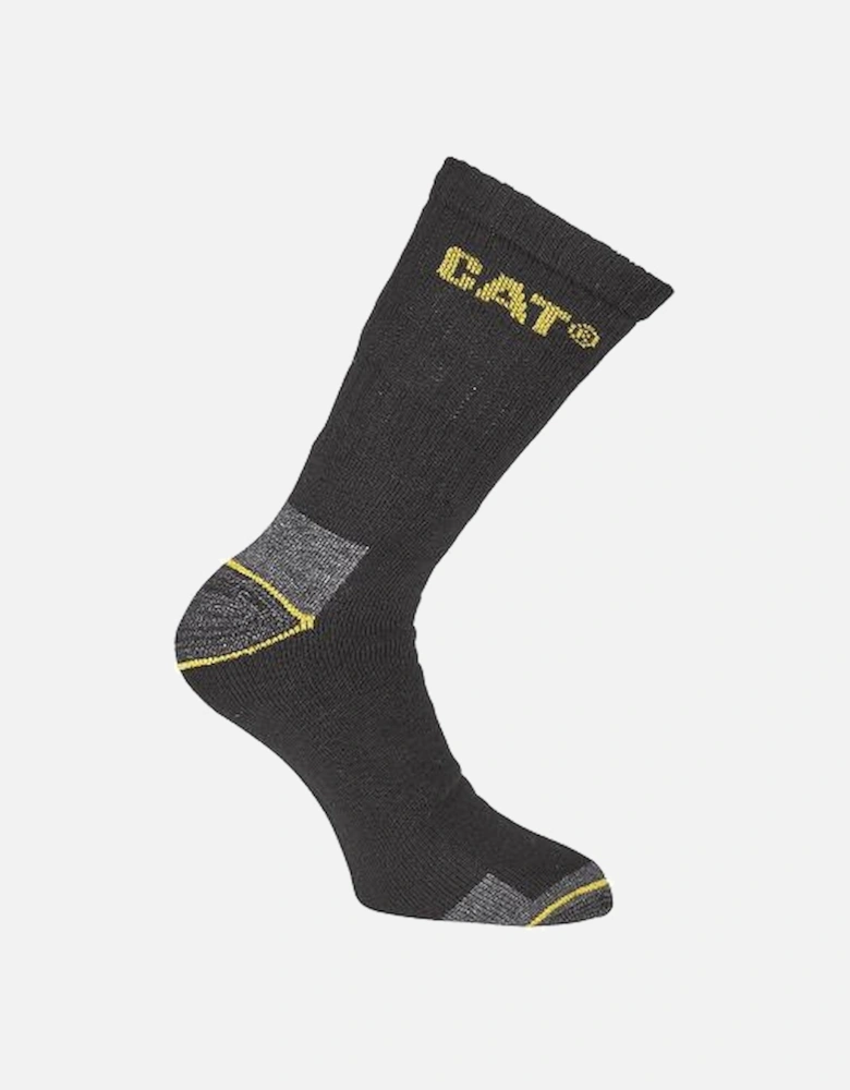 CAT CTSTOCK Mens 3 Pairs Cotton Work Socks Black: One Size