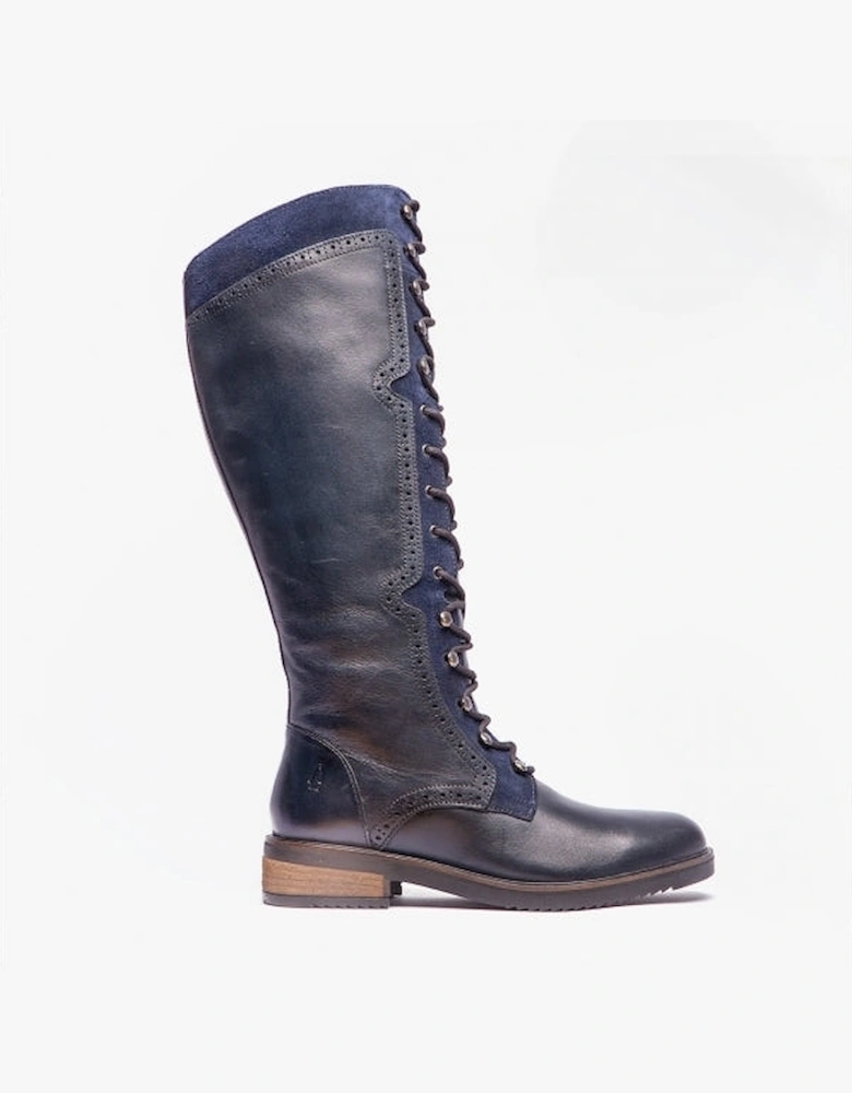 RUDY Womens Leather Tall Boots Navy