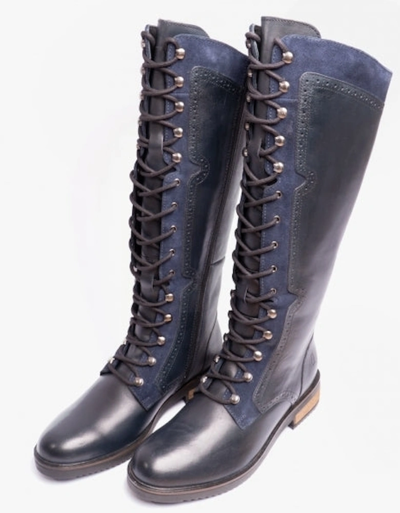 RUDY Womens Leather Tall Boots Navy