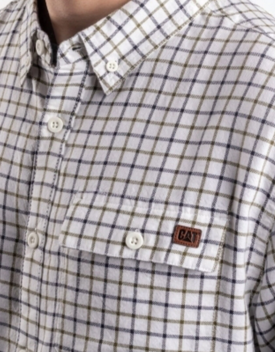 CAT TATTERSALL BUTTON DOWN Mens Cotton Shirt Green