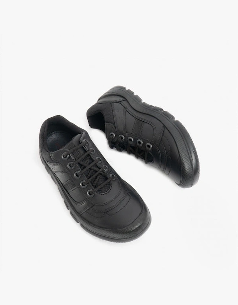 RHINO SHERMAN Boys Leather Lace Up School Shoes Black