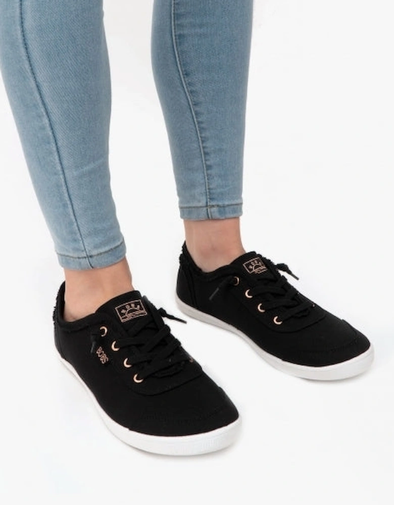 33492/BLK BOBS B CUTE Womens Canvas Slip On Trainers Black