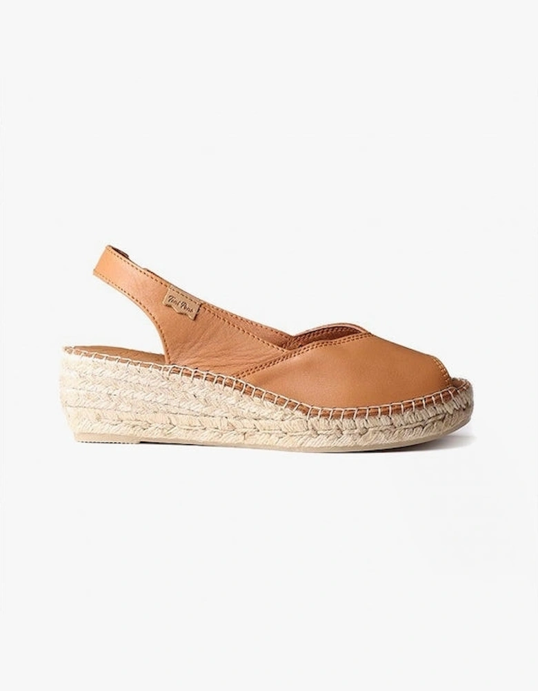 BERNIA Womens Leather Slingback Espadrilles Tan