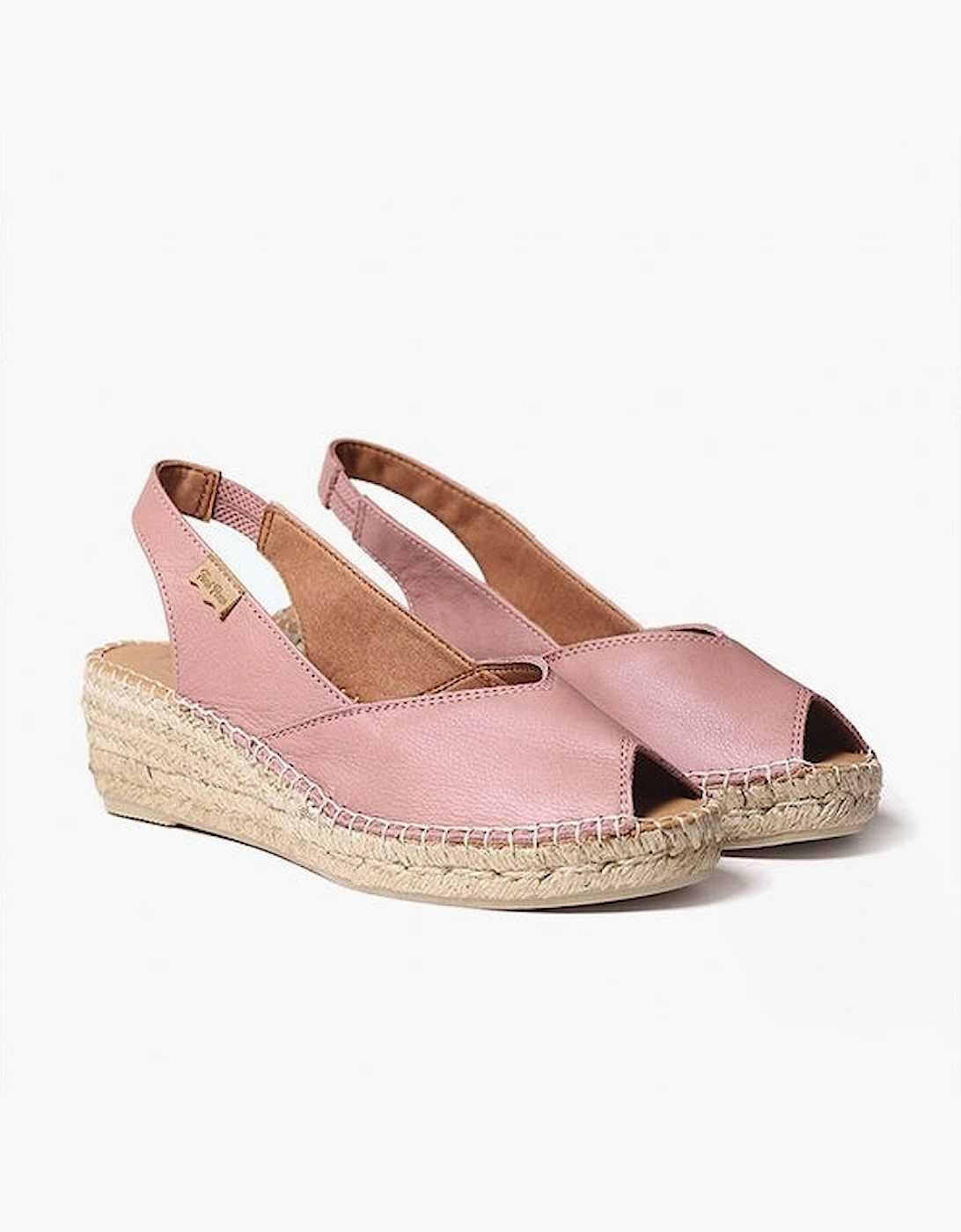 BERNIA Womens Leather Slingback Espadrilles Pale