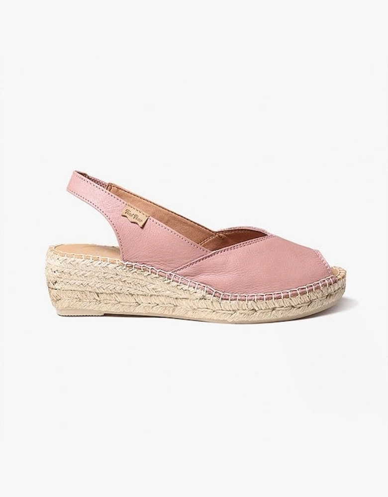 BERNIA Womens Leather Slingback Espadrilles Pale