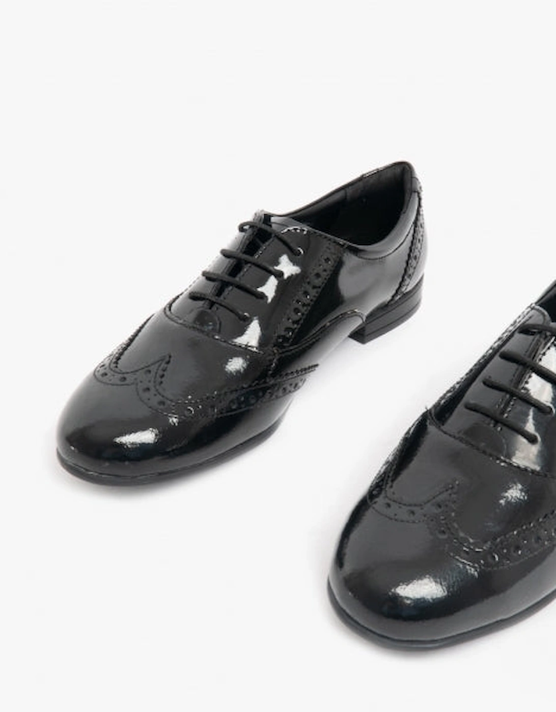 MATILDA Girls Leather Brogue School Shoes Patent Black