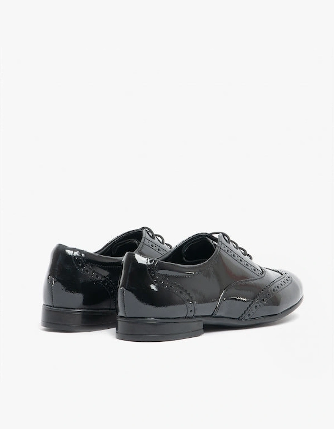 MATILDA Girls Leather Brogue School Shoes Patent Black