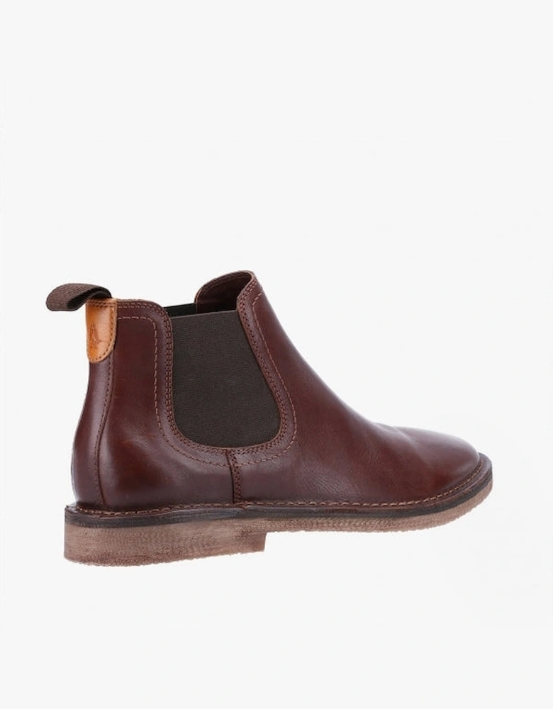 SHAUN Mens Leather Chelsea Boots Brown